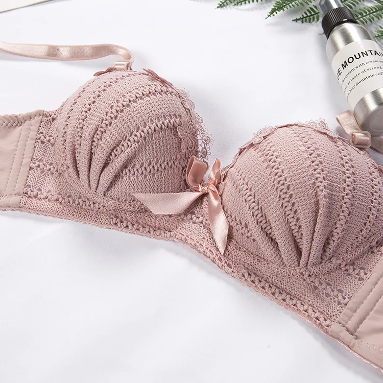 Women Cotton Bra Sets Lace Floral Underwear Adjusted Strap Unlined Lingerie Thin Wireless Bra & Brief Sets Female Intimates