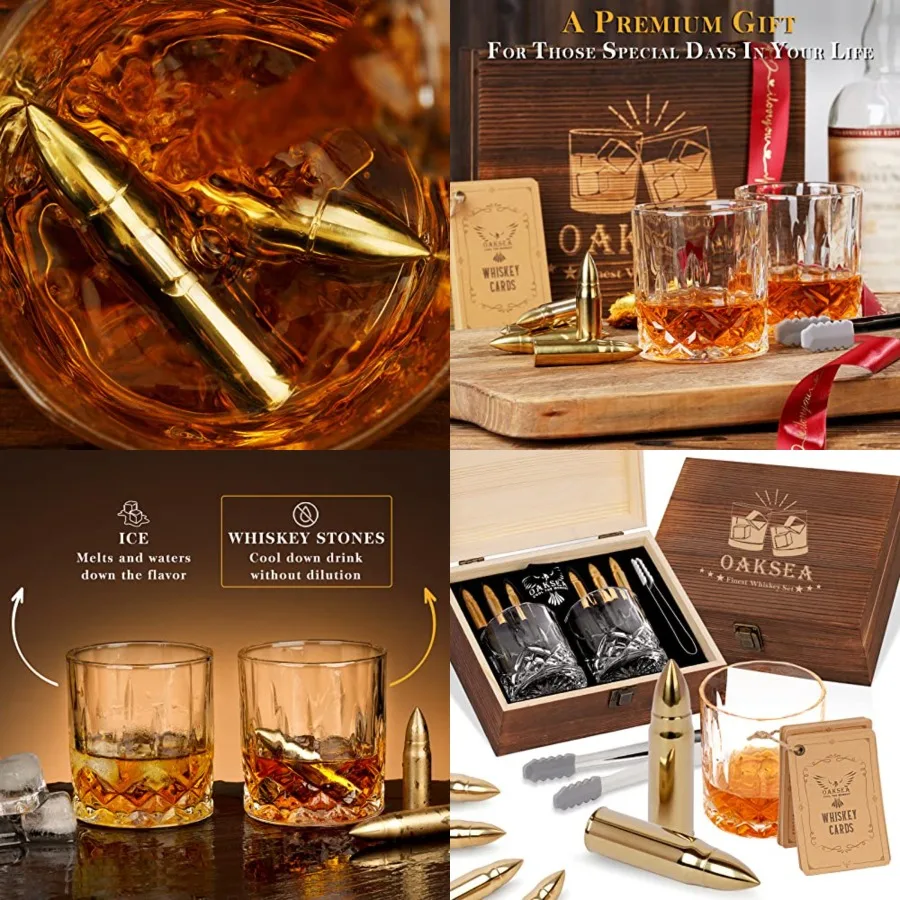 

Gifts for Men Dad Husband, Father's Day Anniversary Birthday Gifts for Him Boyfriend, Reusable Stainless Steel Whiskey Stones a
