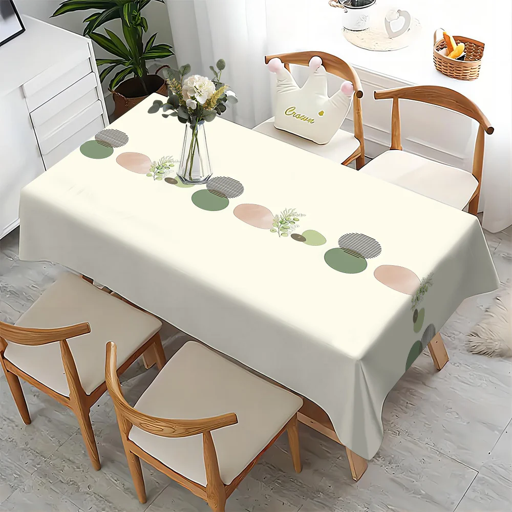 JIT + 1pc polyester tablecloth, simple geometric pattern tablecloth, rectangular multi-color printed tableclothzyc