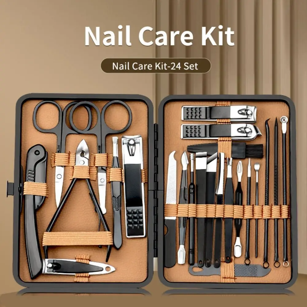 7/16/24 Pcs Portable Nail Clipper Kit Stainless Steel Rustproof Nail Care Kit Scissors Trimmer Remover Manicure Tool Set