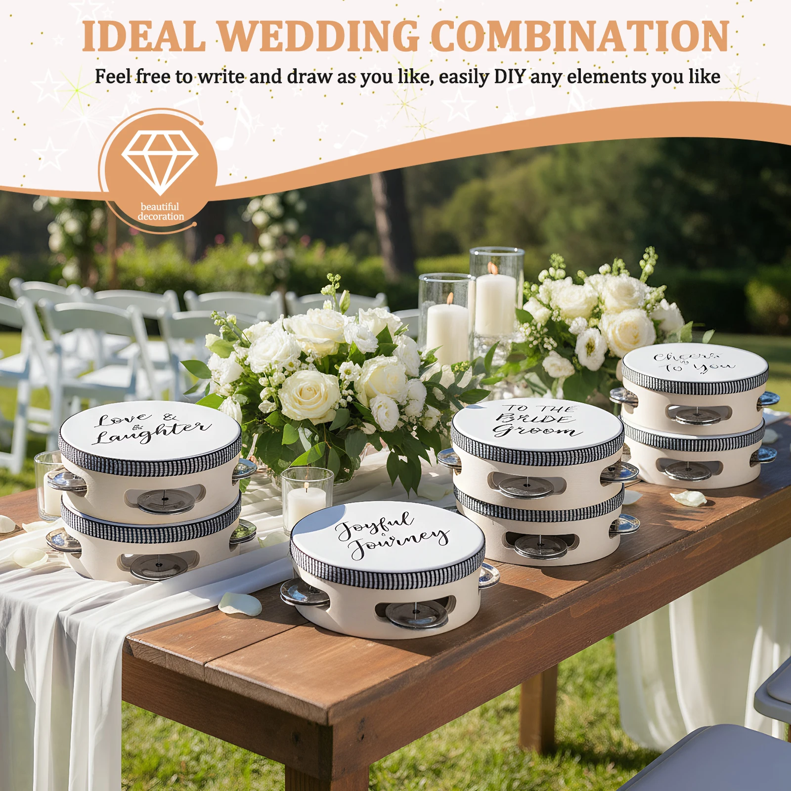 

100 шт. 4-дюймовых деревянных ручных барабанов с металлическими колокольчиками, деревянный ручной перкуссионный инструмент для церкви, свадьбы, благотворительных мероприятий