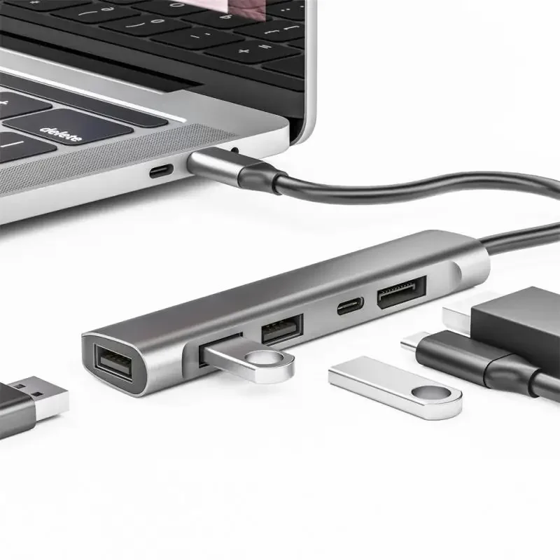 

Five-in-one Docking Station Plug And Play Hub Type C Usb Multiple Interfaces Computers And Office Type C Docking Station Usb Hub