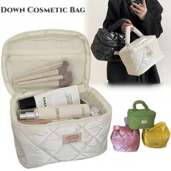 Borsa cosmetica in piuma di grande capacità-Organizer da viaggio portatile per articoli da toeletta per prodotti e accessori per la cura della pelle, borsa per il lavaggio in tinta unita