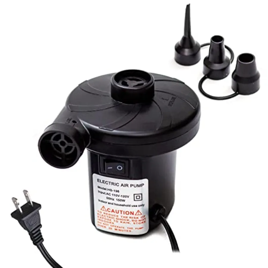 

Electric Air Pump, Portable Quick-Fill Air Pump with 3 Nozzles, 110V AC, Perfect Inflator/Deflator Pumps for Outdoor Camping, I