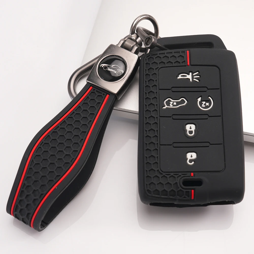 Remote Key Protector With Keychain For Jeep Grand Cherokee Wrangler Compass Patriot Cherokee Renegade Commander Gladiator