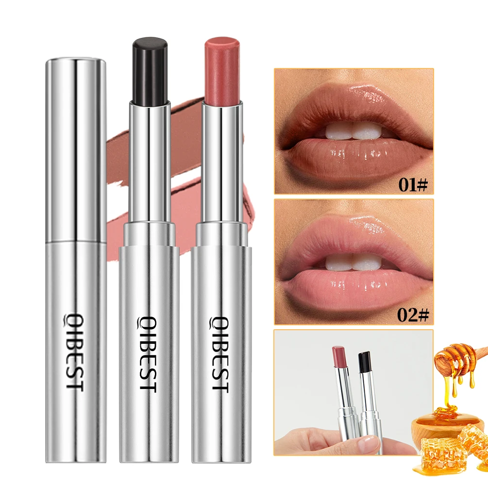 

QIBEST 2PCS Black Honey Natural Colorless Lip Balm Lipstick Makeup Sets Moisturizing Lips Plumper Lasting Lip Stain Cosmetics