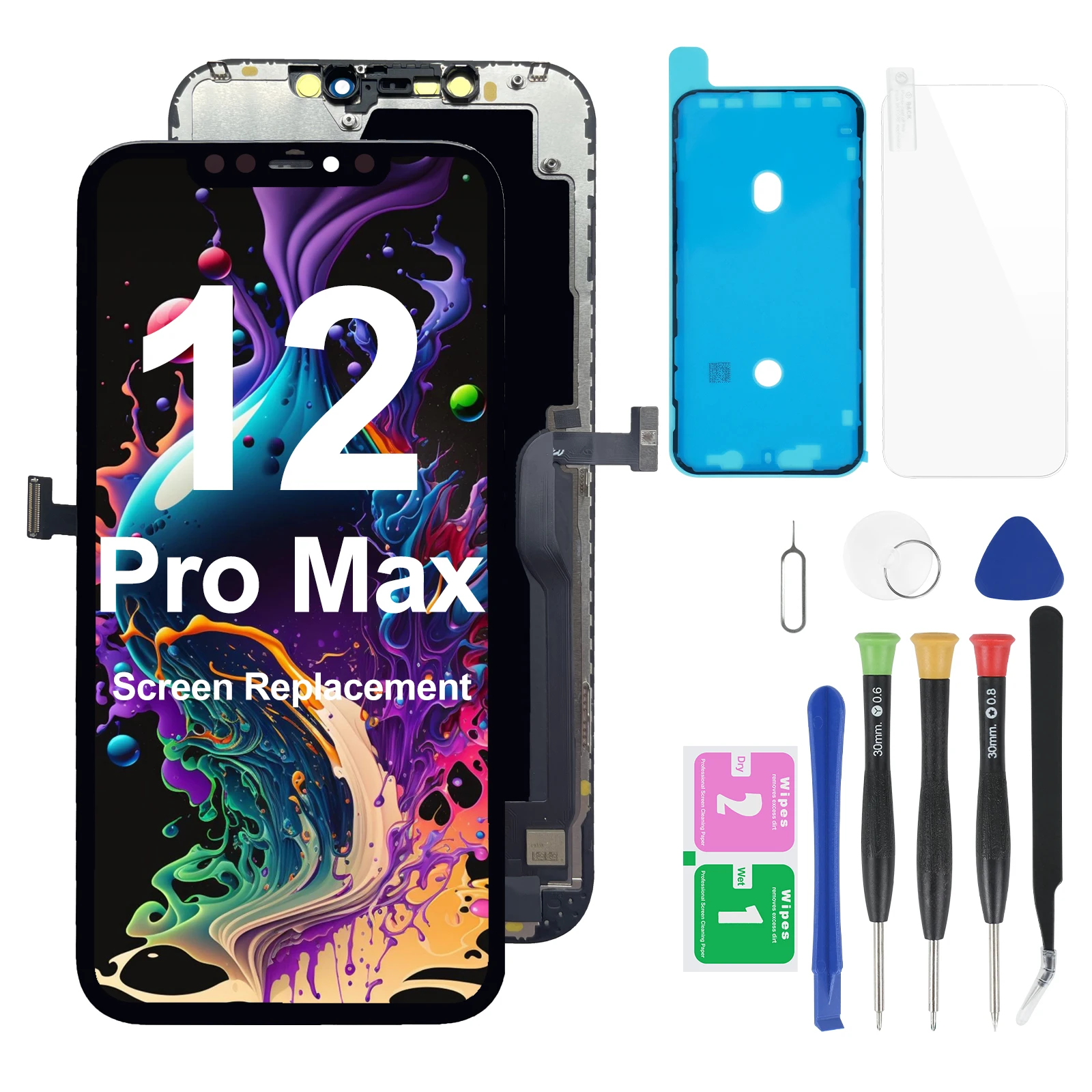 

For iPhone 12 Pro Max screen replacement Retina 6.7" 3D Touch Screen LCD Display Digitizer Assembly with Repair Tool Kits