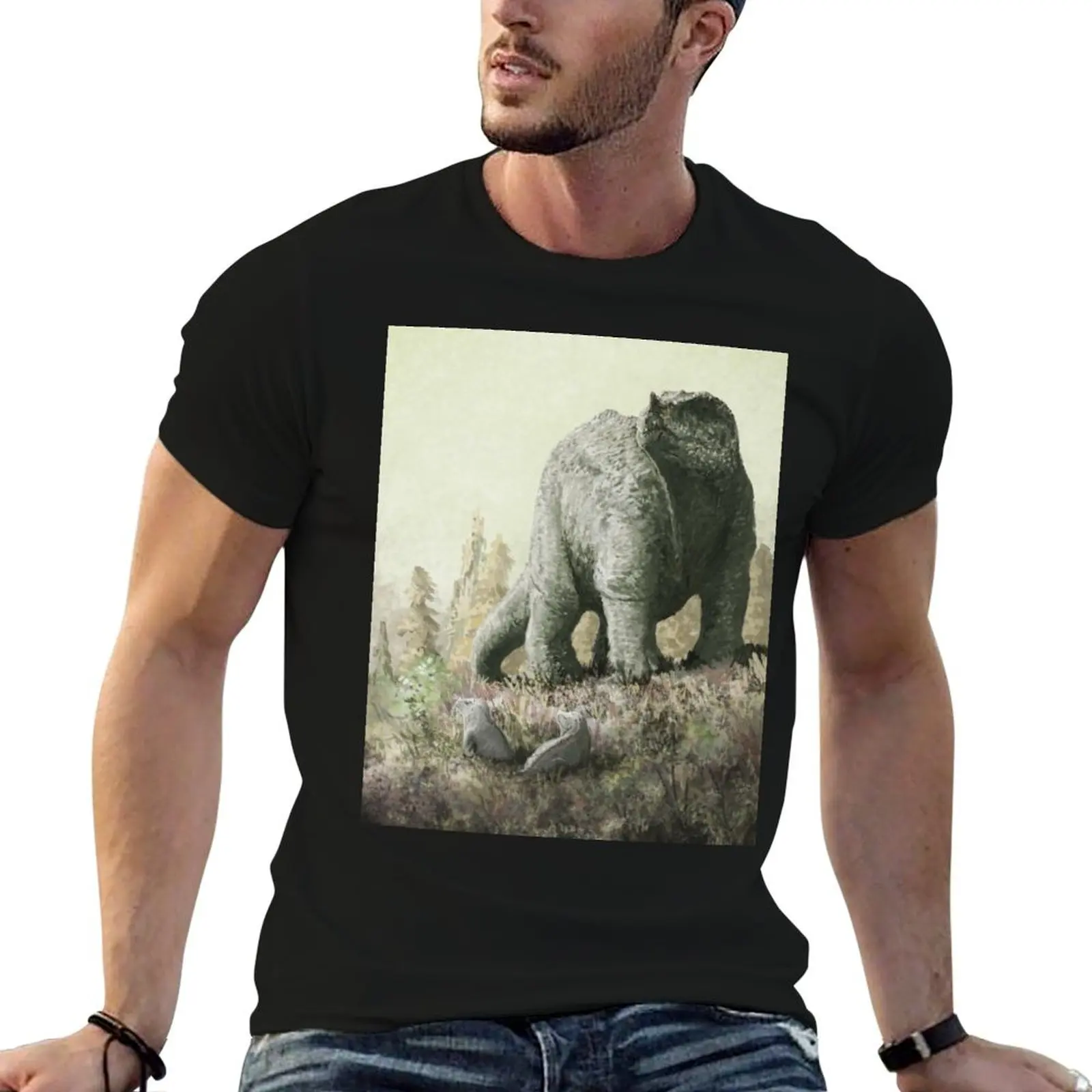 Old-timey Iguanodon, with old-timey iguanodontlets T-Shirt plus size tops blacks summer tops mens cotton t shirts