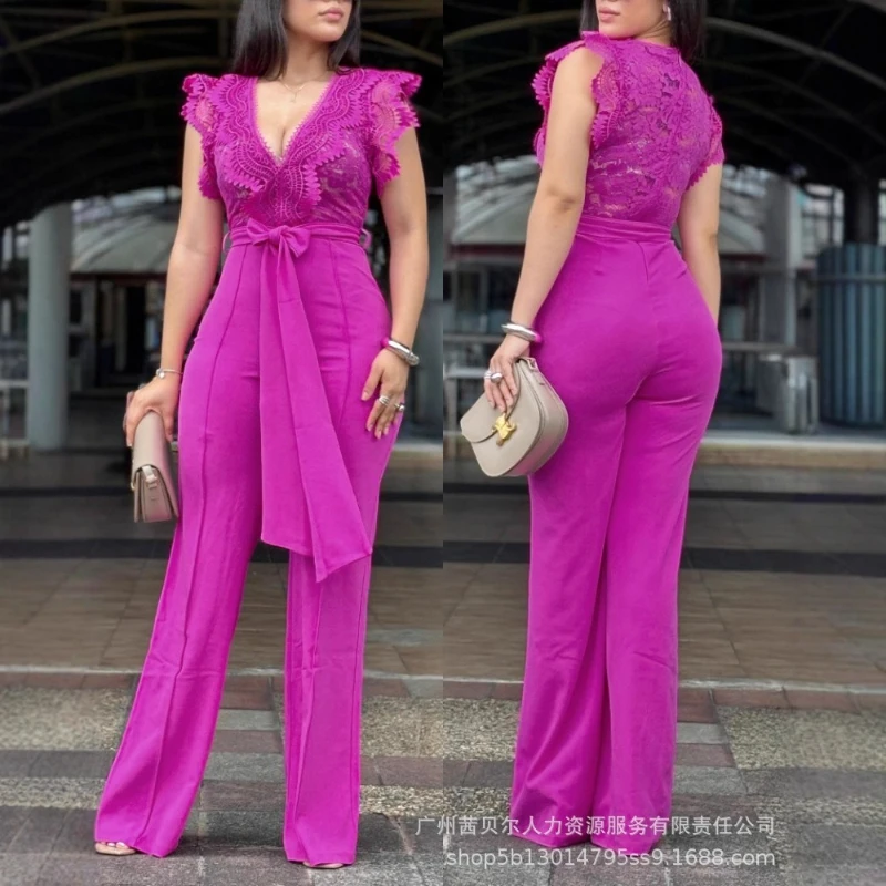 

Женские комбинезоны, сексуальные цельные комбинезоны без рукавов с v-образным вырезом, длинные брюки, комбинезоны с высокой талией Y2k, уличная одежда, работа 2025