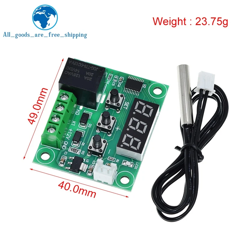 W1209 Blue/Red light DC 12V heat cool temp thermostat temperature control switch temperature controller thermometer thermo