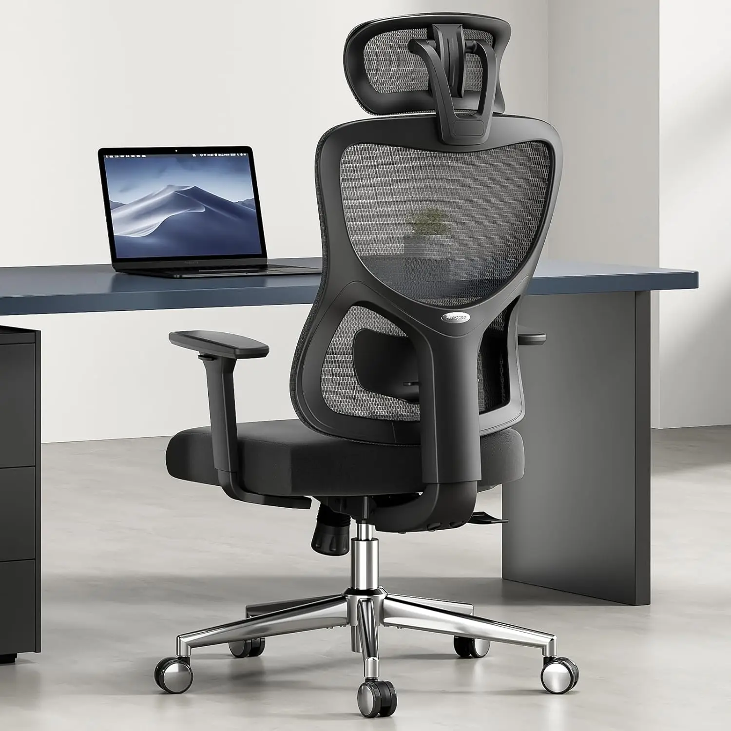 

Ergonomic Office Chair,Mesh Desk Chair with Adjustable Lumbar Support and Headrest,Comfy Computer Chair with 3D Armrest