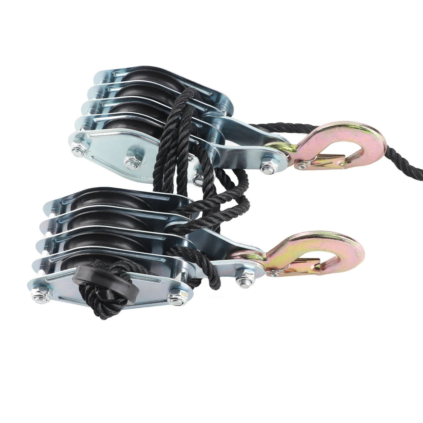 Pulley Block Tackle Rope Hoist Pulley System 4400lb 8:1 Ratio Lifting Power Heavy Duty Block Tackle for Lifting Heavy Objects