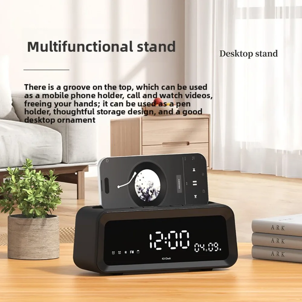 Despertador para dormitorios, reloj digital con altavoz Bluetooth, reloj de escritorio con alarmas duales, repetición, pantalla LED para niñas, adultos.