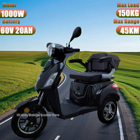 Electric Tricycle 1000W 60V 20AH Adult Three-wheel Mobility Scooter Elderly Disabled Electric Scooter Car Rear Storage Box Moped