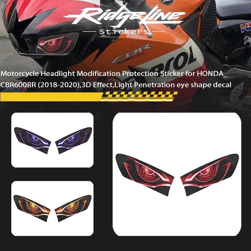 

Motorcycle Headlight Modification Protection Sticker for HONDA CBR600RR (2018-2020),3D Effect,Light Penetration eye shape decal
