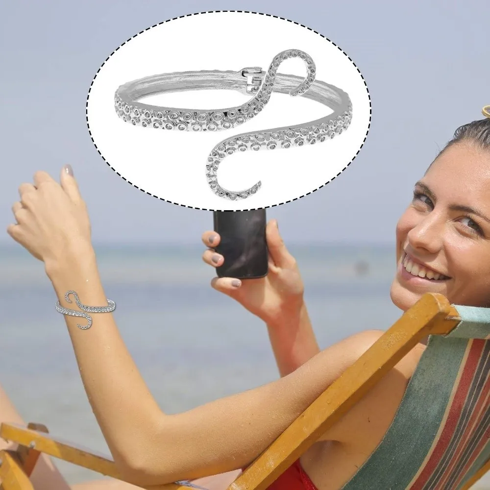 Animal Vintage Octopus Gothic Bracelet Antique Carve Gold Silver Plated Cuff Bracelet Octopus Tentacles Gothic Bangle for Men