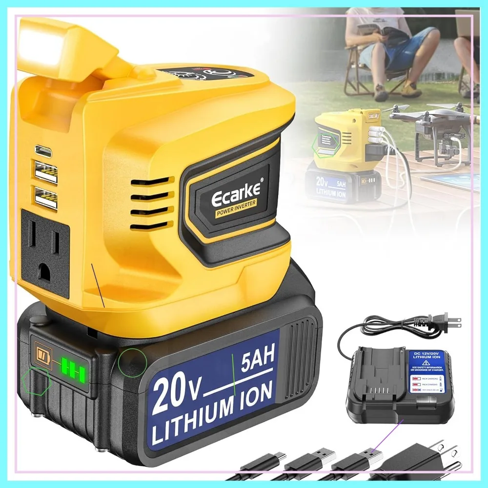 

Портативная электростанция мощностью 200 Вт с розеткой переменного тока, двумя USB, типа C и аккумулятором емкостью 5 Ач для кемпинга на открытом воздухе