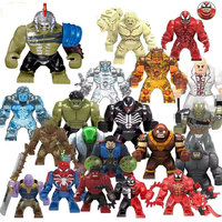 Building Blocks Marvel Transformation Figures Big Goblin Spiderman Iron Man Venom Captain Hawk Deadpool Technic Armor Gift Toys