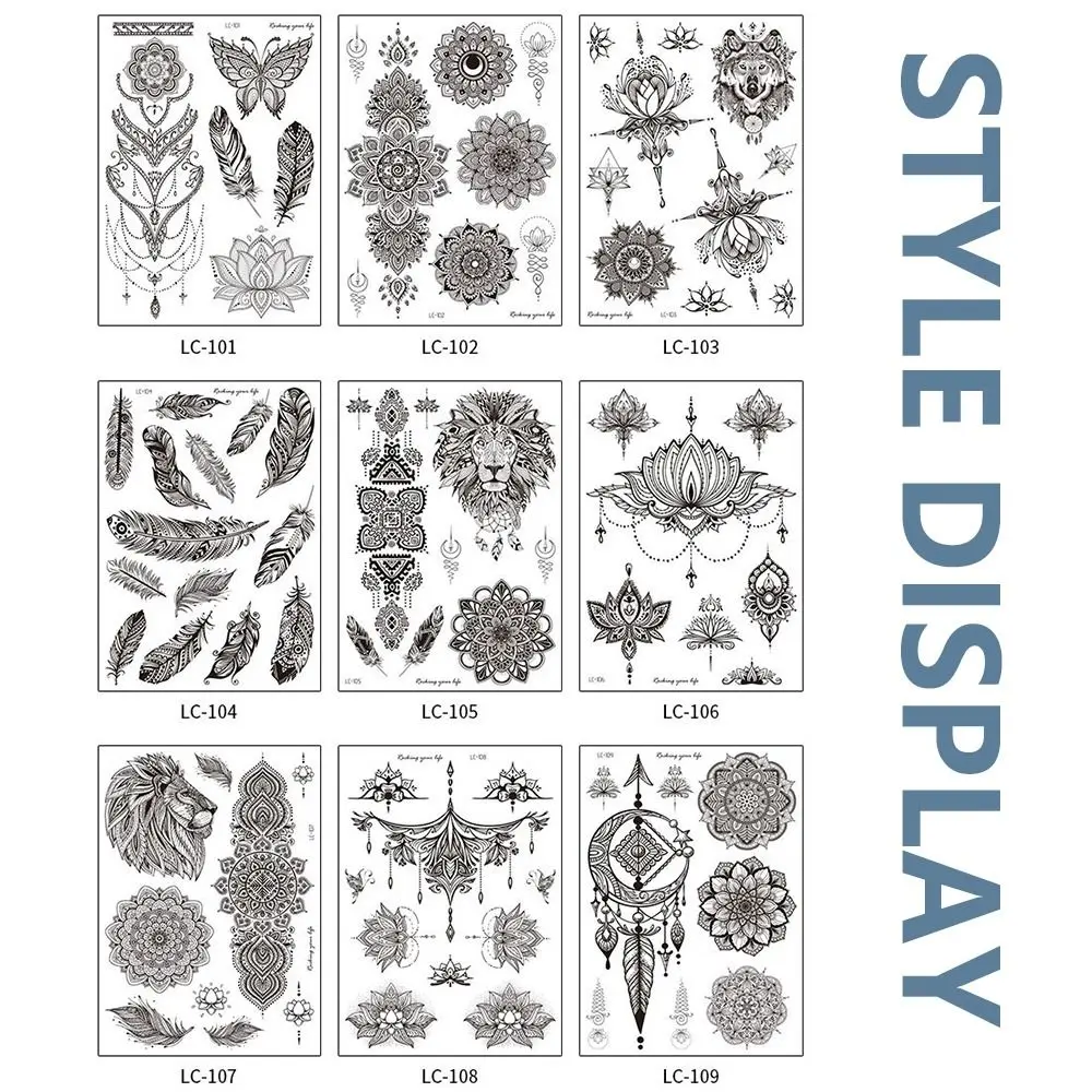 

Wedding India Flower Fake Tattoo for Women Legs Arm Black Tattoo Stickers Henna Tattoo Body Art Sticker Temporary Tattoo