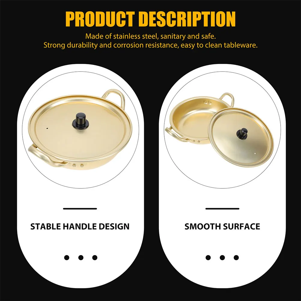 

1 Set Ramen Korean Noodles Lid Spoon Chopsticks Lightweight Aluminum Soup Pot For Camping Picnic Multi-Functional