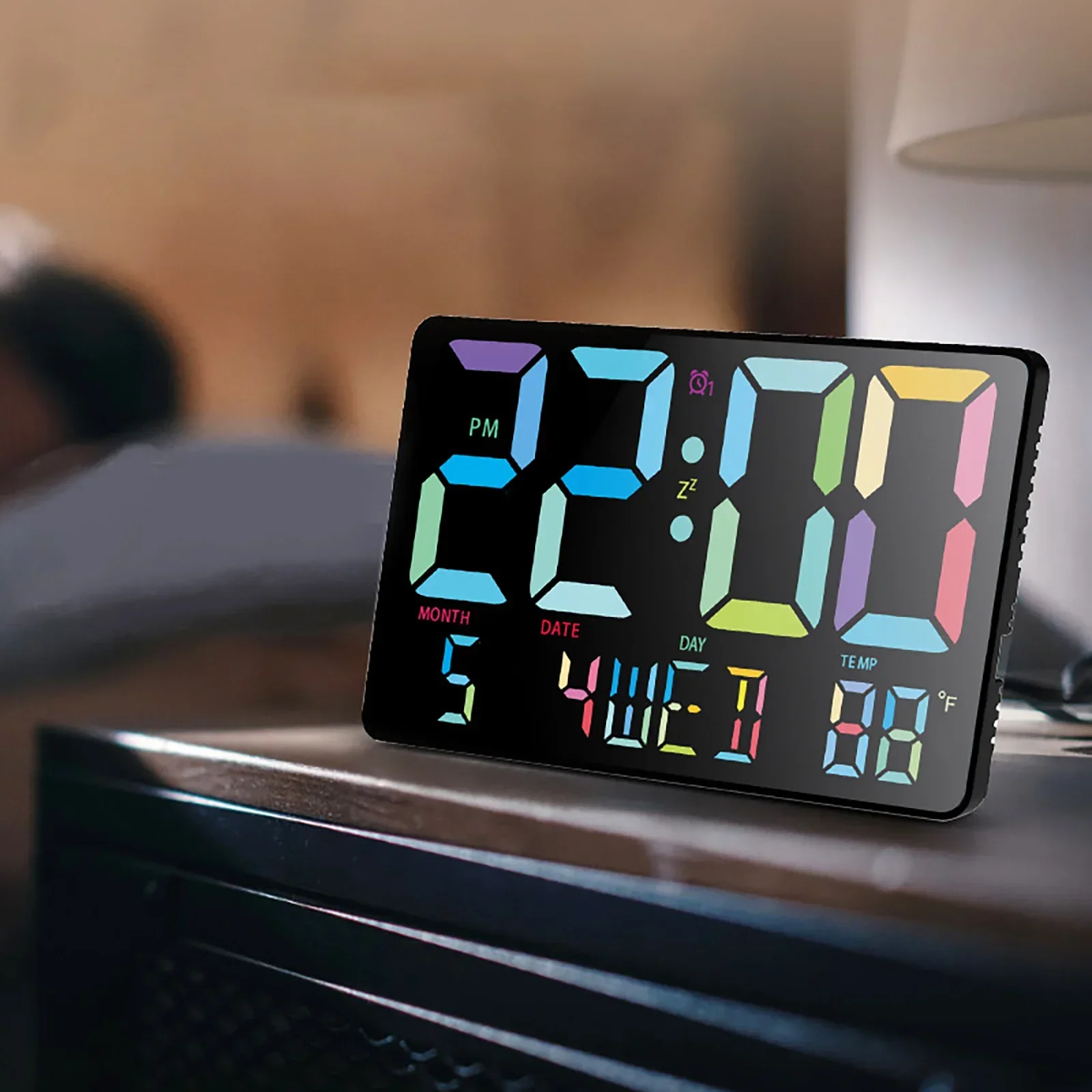 LED Wall Digital Clock Control Temperature Sensing Temp Date Power Off Memory Day Large Screen Electronic Alarm Clock Home Decor