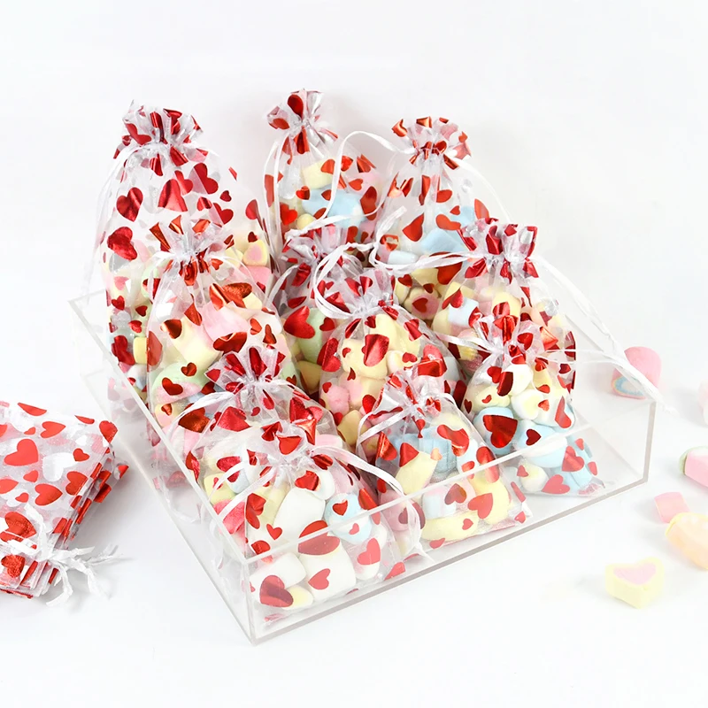 20pcs Love Eugen Yarn Gifts Packaging Decoration Printed Drawstring Bag Wedding Party Valentine's Day Cookie Candy Chocolate Bag