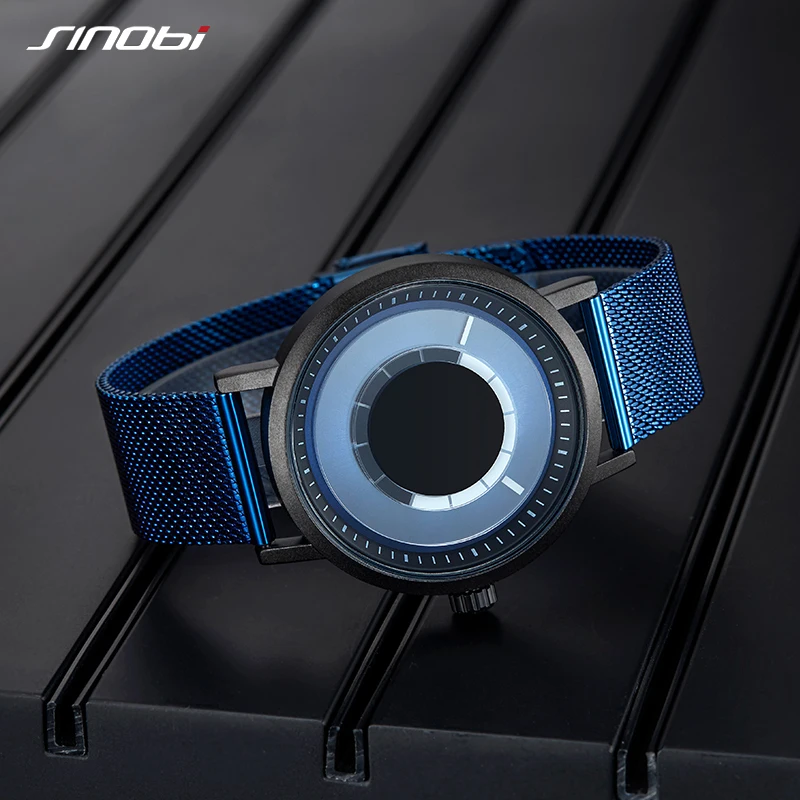 SINOBI Creative Original Design Men\'s Watches Fashion Stainless S Man Quartz Wristwatches Blue Top Brand Male Relogio Masculino