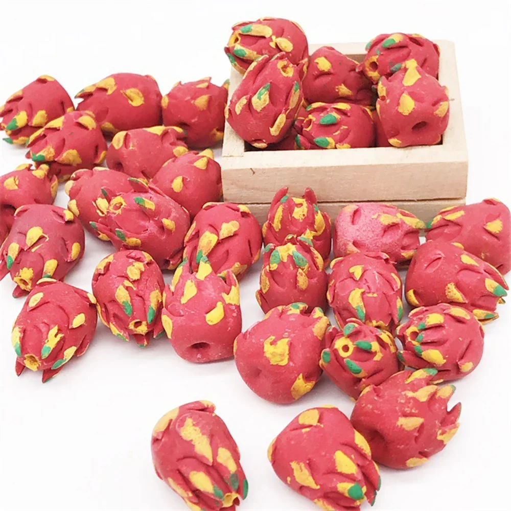 5Pcs 1/12 Dollhouse Miniature Accessories Mini Resin Pitaya Simulation Dragon Fruit Model for Doll House Decoration ob11