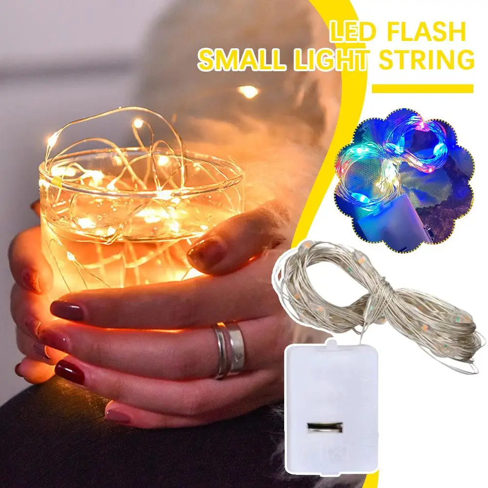 Mini Wire LED Fairy Lights, CR2032, Flash da bateria, Árvore de Natal, Luz pequena, Luz nova, C7w8, 1m, 2m, P9n2