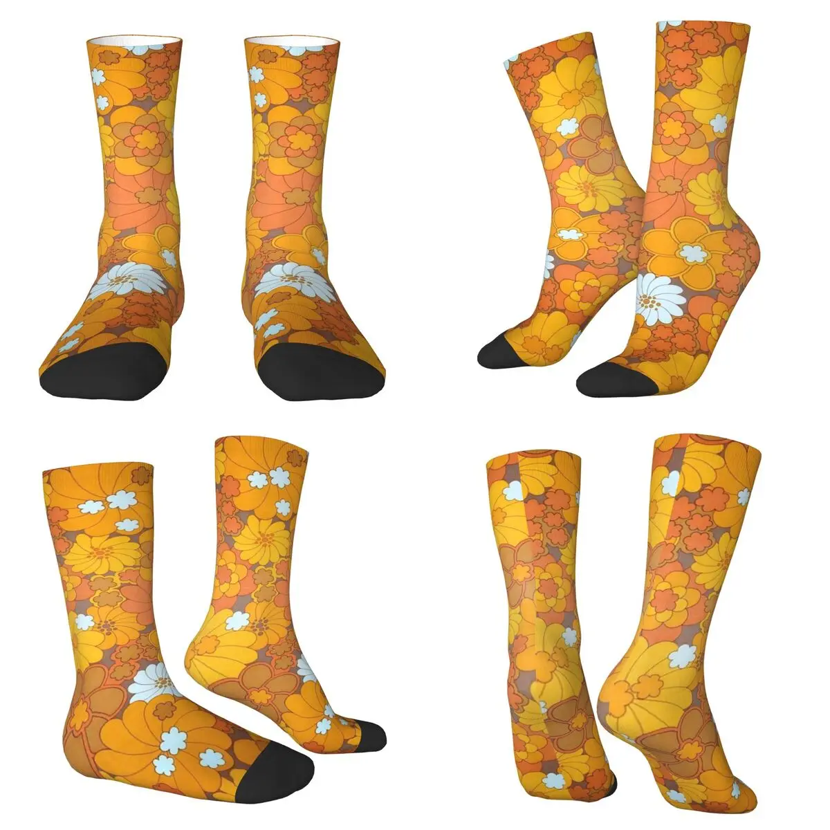 

Желтые носки с ромашками в стиле ретро, супер мягкие чулки в стиле Харадзюку, всесезонные длинные носки, аксессуары для мужчин и женщин, рождественские подарки