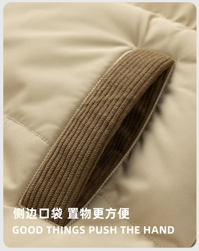 Men's Winter Thickened Cotton-Padded Jacket with Fleece Warm Cold-Proof 2025 Trendy Cotton-Padded Coat for Men