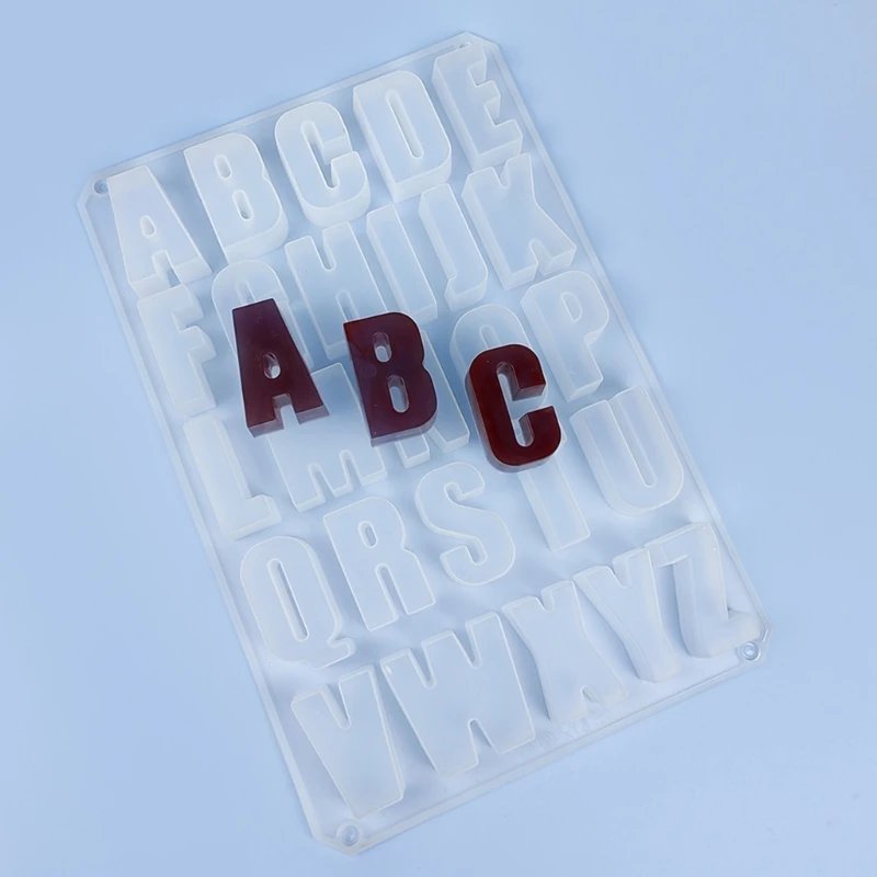 2Pcs Shiny 26 Uppercase and Lowercase Letters Keychain Silicone Epoxy Resin Mold