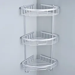 Bathroom Shelves Aluminum Shower Triangular Rack Storage Corner Shelf For Shampoo Soap Cosmetic Basket Holder 2/3 Layer