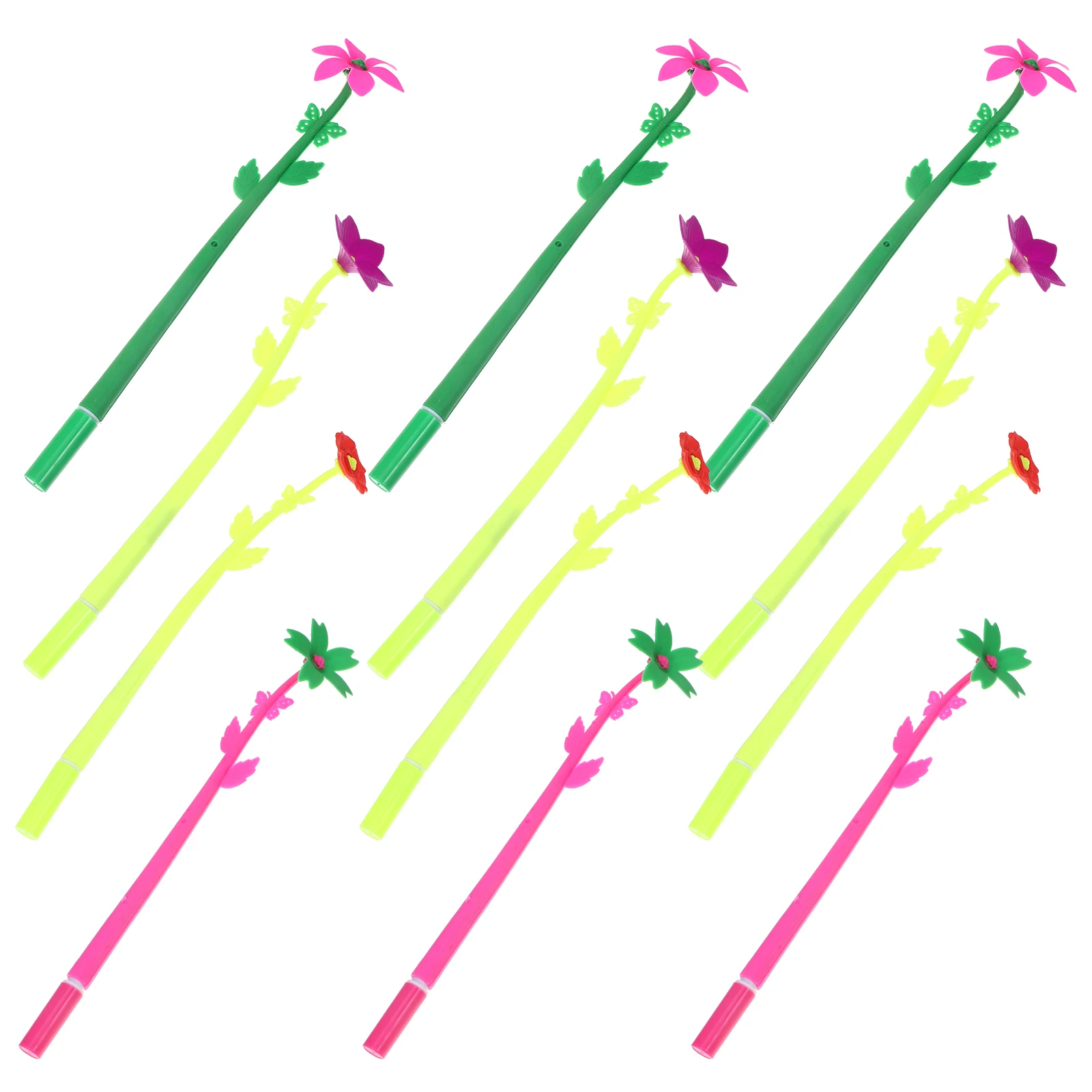 

12pcs Mixed Colors Novelty Design Daffodil Flower Style Decorative Pens 0.38mm Flower Gel Ink Pens Black Ink
