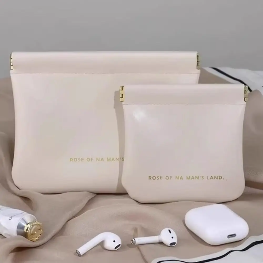 Fashion Automatic Closing Lipstick Bag Simple Mini Makeup Bag Portable PU Key Small Bags