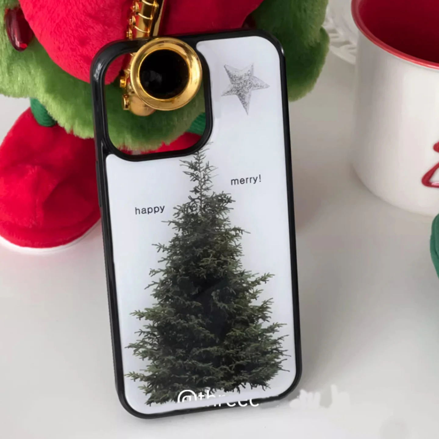 Korean INS Green Trees Happy Stars Merry Cartoon Cute Phone Case For iPhone 17 Air 16 15 14 13 12 11 Pro Max Plus Kawaii Cover