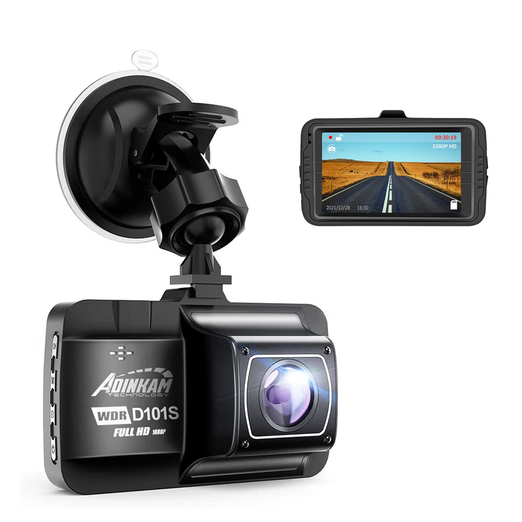 Auto Camcorder 360 Degree Dashcam with 3-Inch IPS Screen Video Recording Car Black Box Black