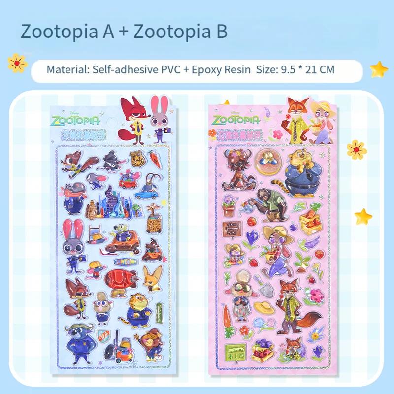 Naklejki Disney 2025 Nowy Model Śliczniak Nick Judy Chłopak Dziewczyna 3D Relief Kryształ Kreskówka Komputer Kreatywność DIY Zabawne Naklejki Dekoracyjne