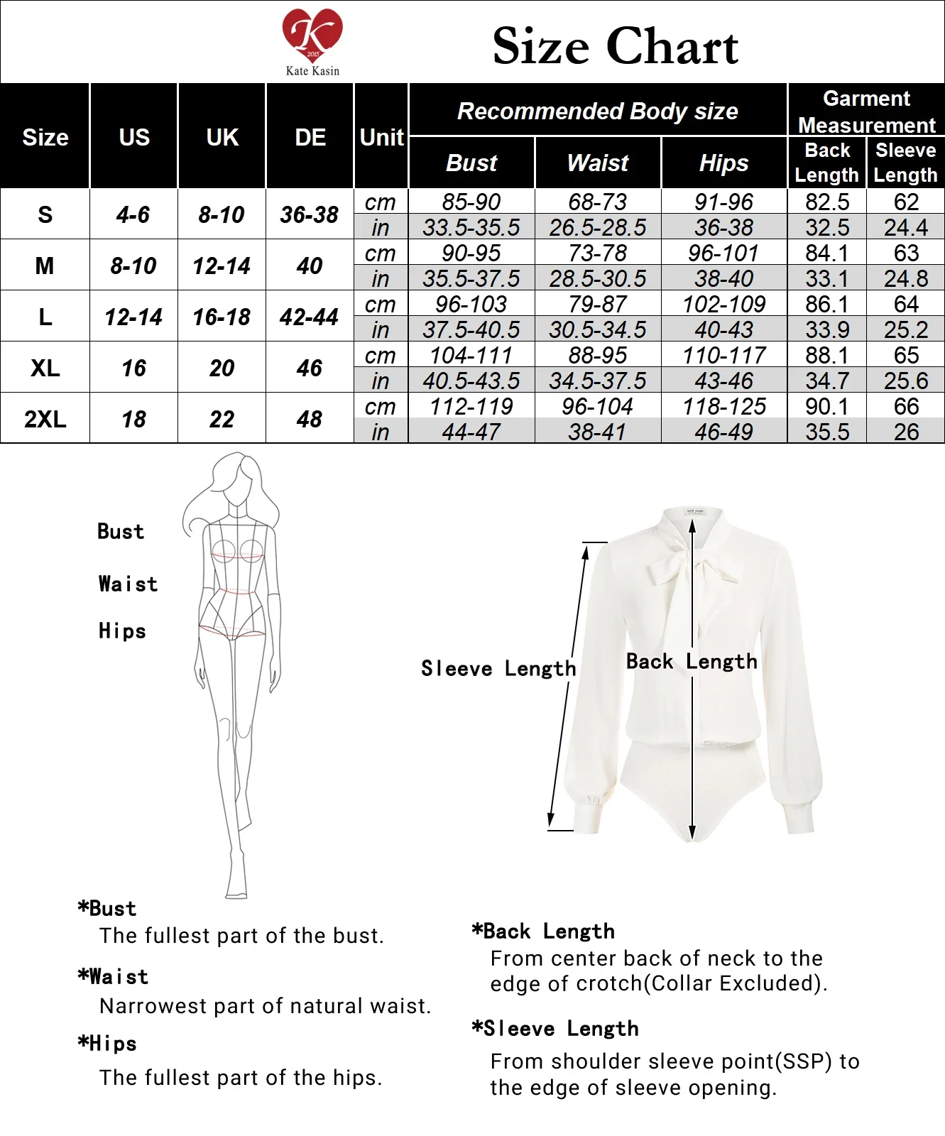 KK Beautiful Women Bow-Knot Decorated Bodysuit Long Sleeve Body-S With Snap Crotch And Stand Collar Elastic Waist Shirt Classic