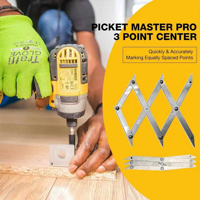 Picket Master Pro 3 Point Center Master Woodworking Center Finding Tool Equal Spacing Layout Tool Equal Space Divider Household