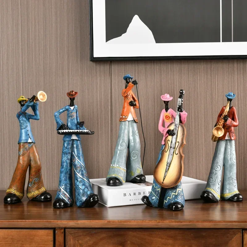 

Music Resin Statue Home Decor European Figurines Ornaments Musical Living Room Wine Cabinet Home Decorations Accessories Modern