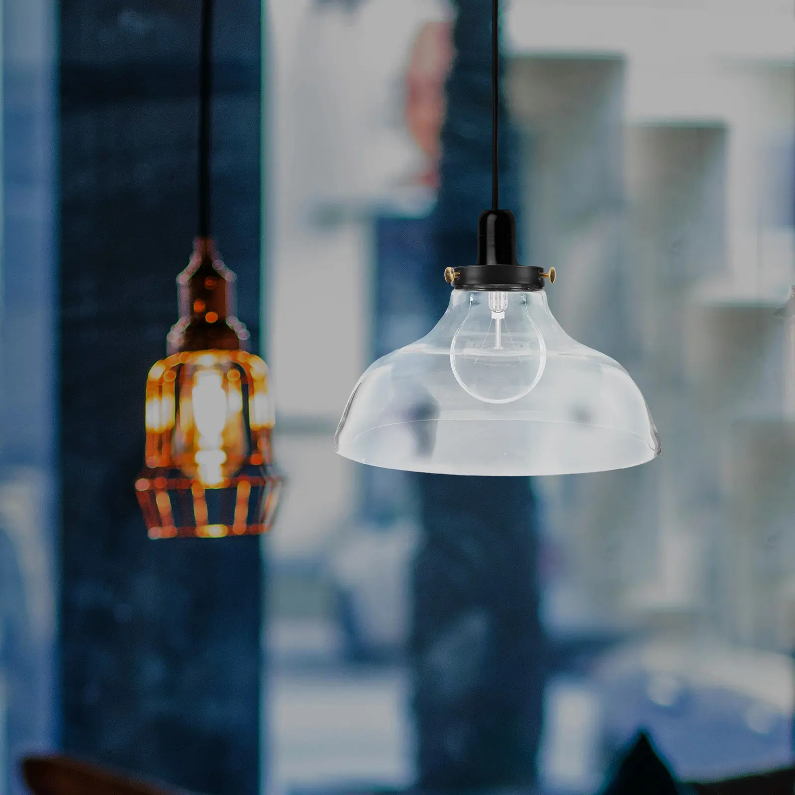 Hand-Blown Funnel Shape Clear Glass Lampshade Heat-Resistant Borosilicate Glass Shade for Table Lamps Pendant Ceiling Lights