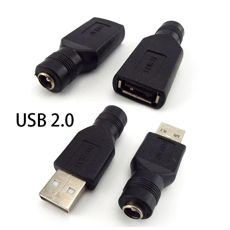 5V USB 2.0 Type A to DC Power Jack Interface Conversion Female Plug Male Socket Adapter Laptop