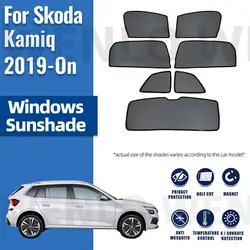 For Skoda Kamiq NW4 2019-2024 Magnetic Car Sunshade Shield Front Windshield Frame Curtain Rear Side Window Sun Shade