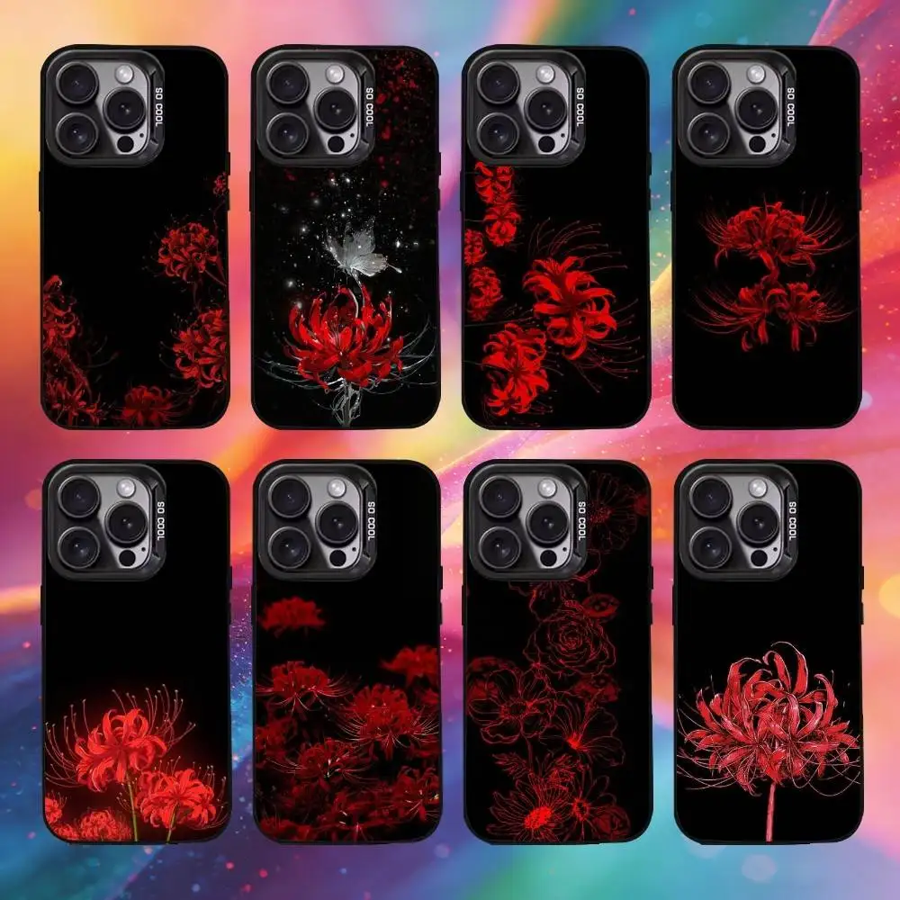 

Red Spider Lily Flower Of Hell Phone Case For iPhone17, 16,15,14,13,12 Pro Max Black Candy Matte Shockproof Cover