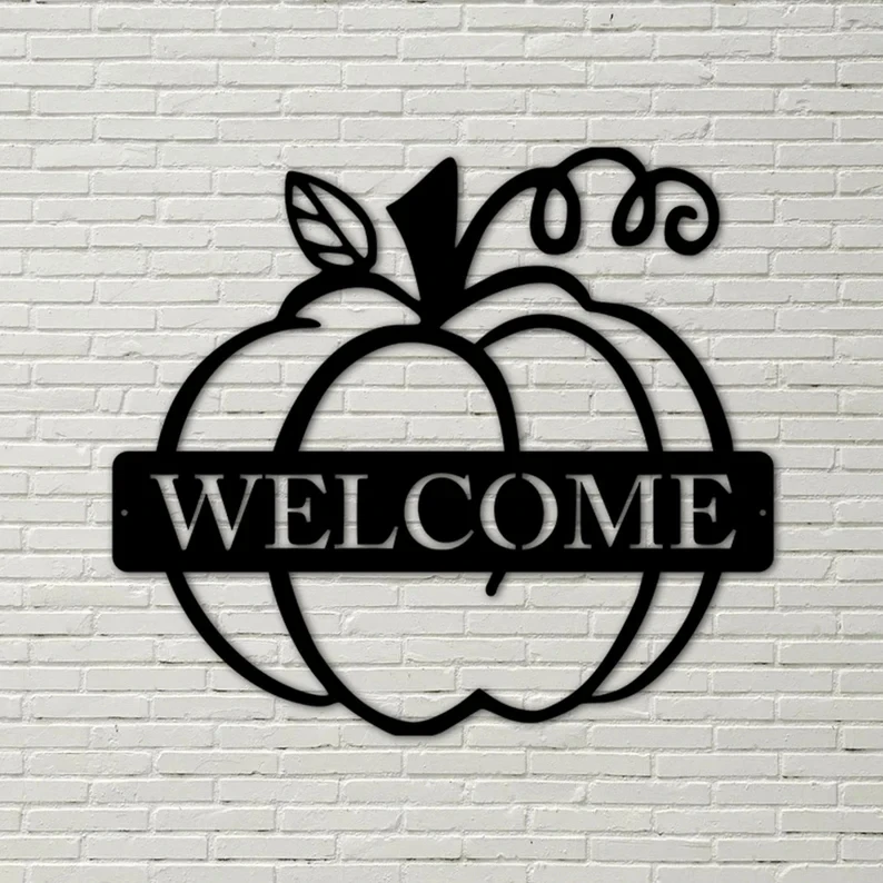 

1pc Pumpkin creative custom name Metal Wall Signs Iron Wall Plaque For Home Decor Living Room Bedroom