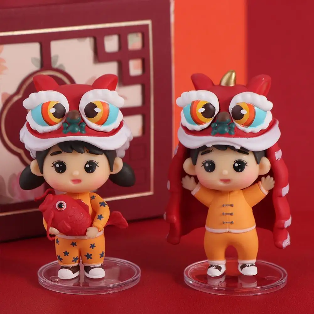 

PVC Lion Dance Doll Ornament Koi Boy Girl Micro Landscape Lion Dance Koi Boy Girl Doll Decoration Lion Dance DIY Crafts