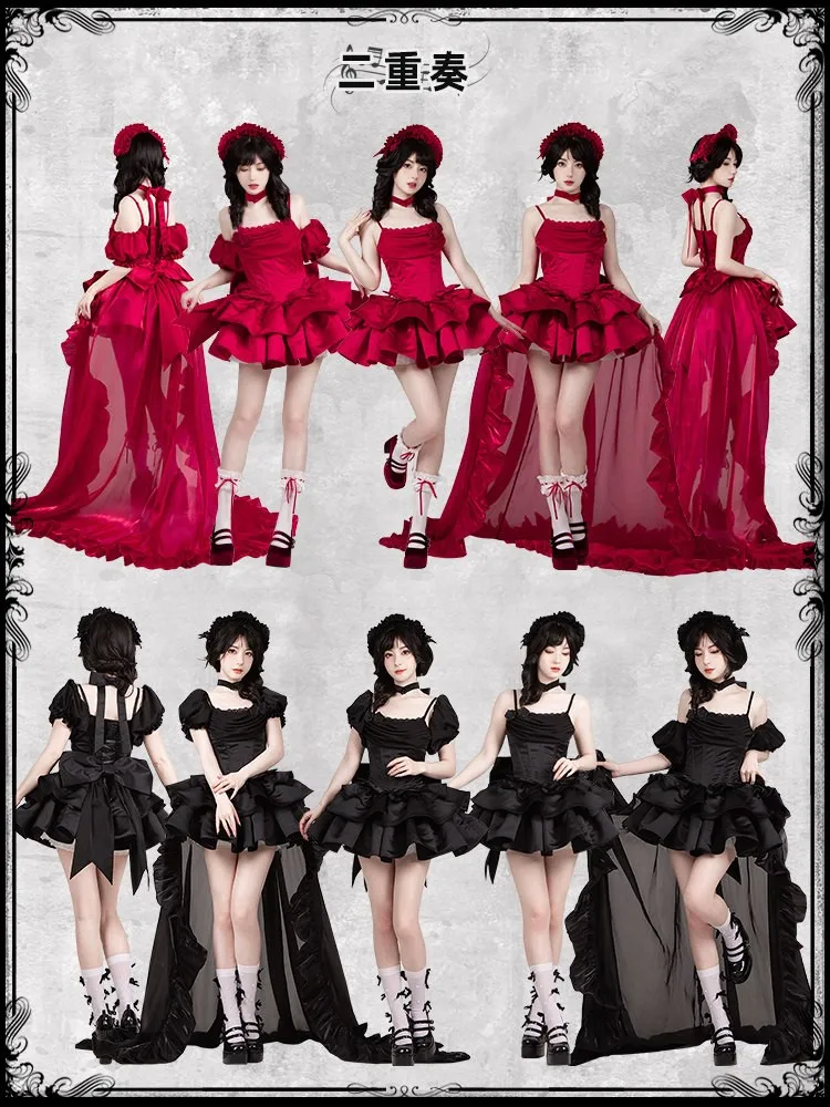 Design a twin fishbone ultra-short tail-end cuff dress