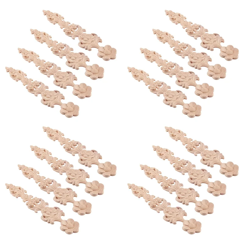 

【Promotion】16Pcs Wood Carved Appliques Retro Round Woodcarving Decal Unpainted Furniture Cabinet Wall Decor Crafts
