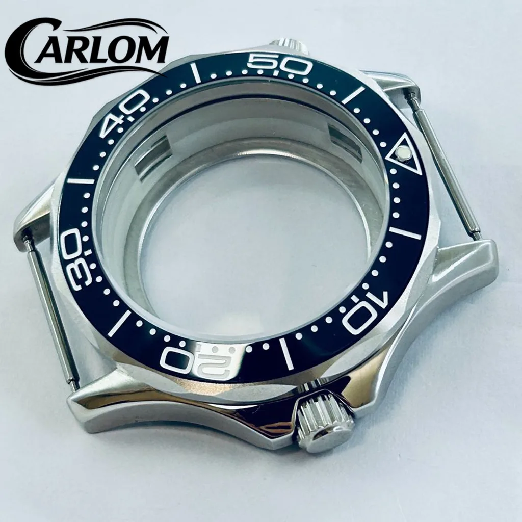 41mm Watch Case Fit NH34 NH35 NH36 NH38 NH39 NH70 NH72 Movement Black Dark Blue Green Ceramic Bezel Silver Watch Parts